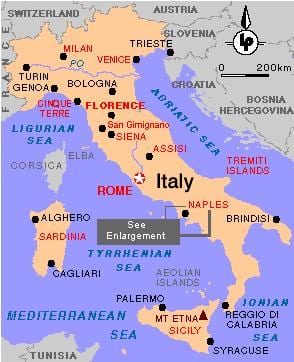 de nàpols a itàlia mapa