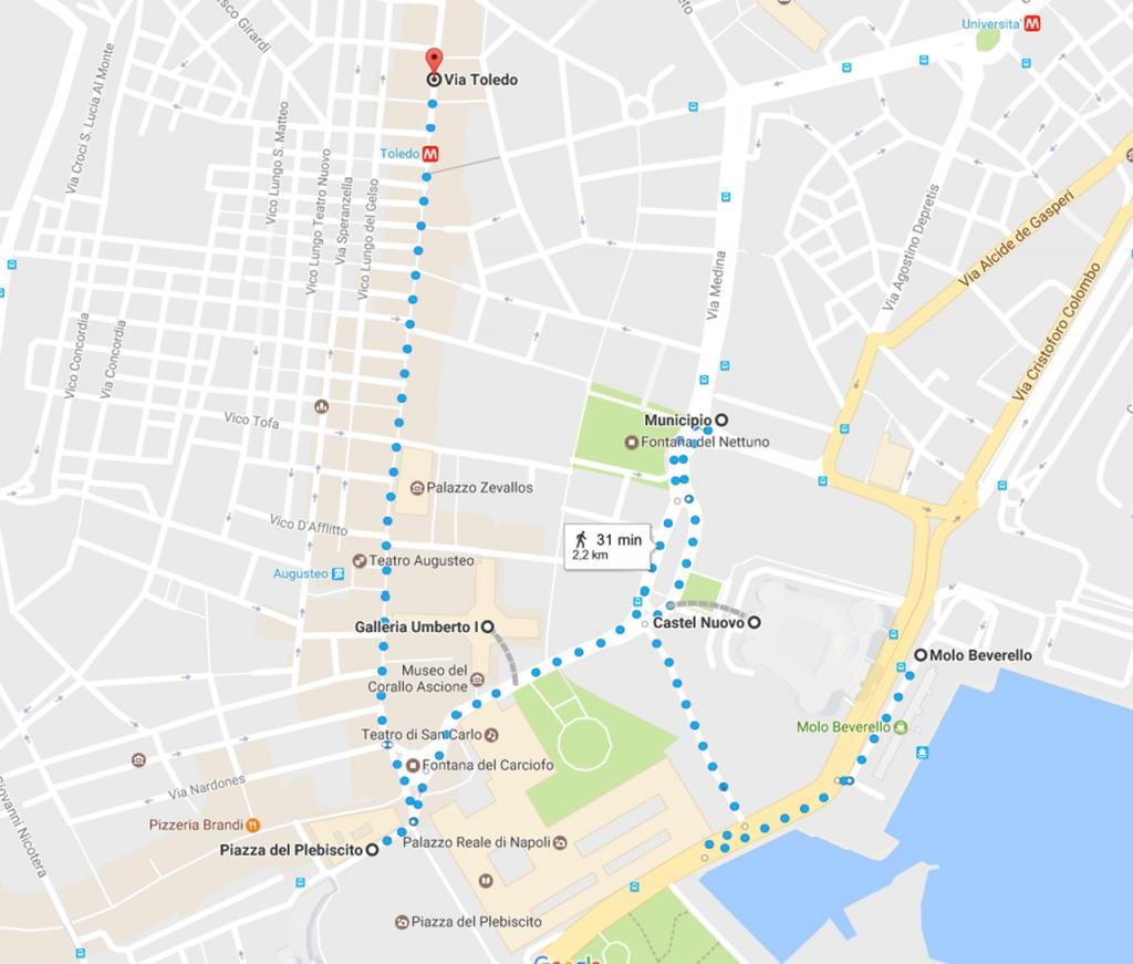 nàpols recorregut a peu mapa