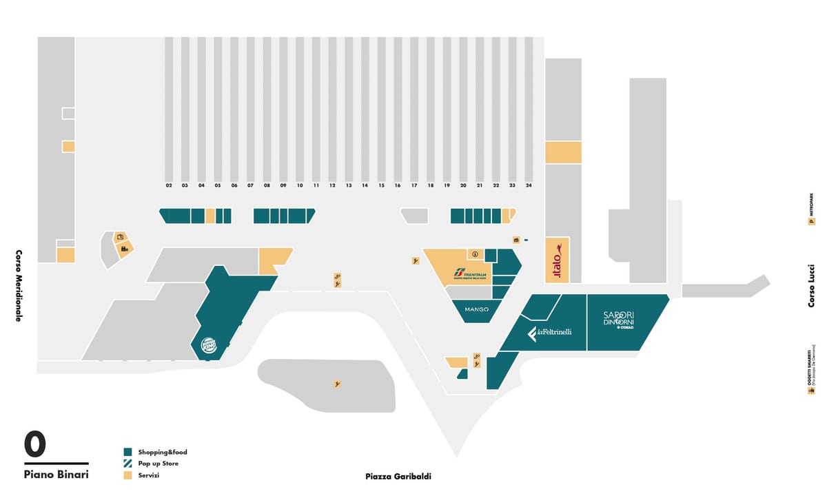 Mapa de napoli centrale de l'estació de tren